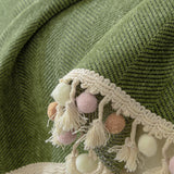 Pet-Friendly Herringbone Tassel Couch Cover · Moss Meadow