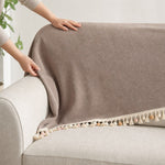 Pet-Friendly Herringbone Tassel Couch Cover · Mushroom Mist