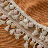 Pet-Friendly Herringbone Tassel Couch Cover · Autumn Spice