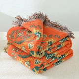 Vintage marigold reversible throw blanket folded studio packshot