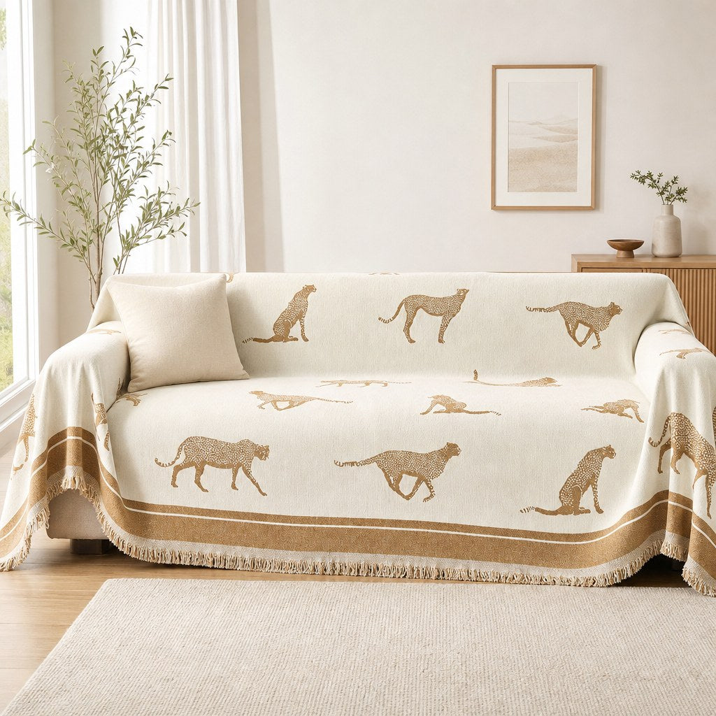 Pet-Friendly Chenille Couch Cover · Beige Savanna