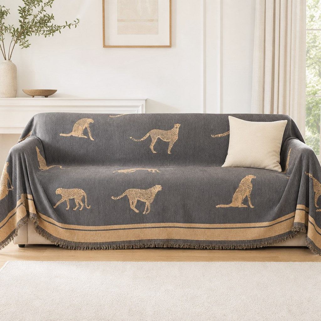Pet-Friendly Chenille Couch Cover · Gray Savanna