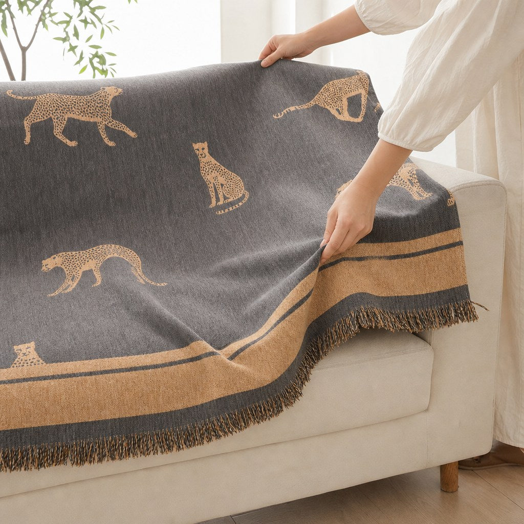 Pet-Friendly Chenille Couch Cover · Gray Savanna