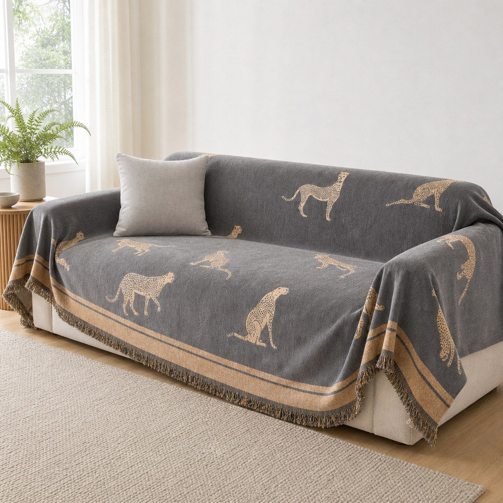 Pet-Friendly Chenille Couch Cover · Gray Savanna
