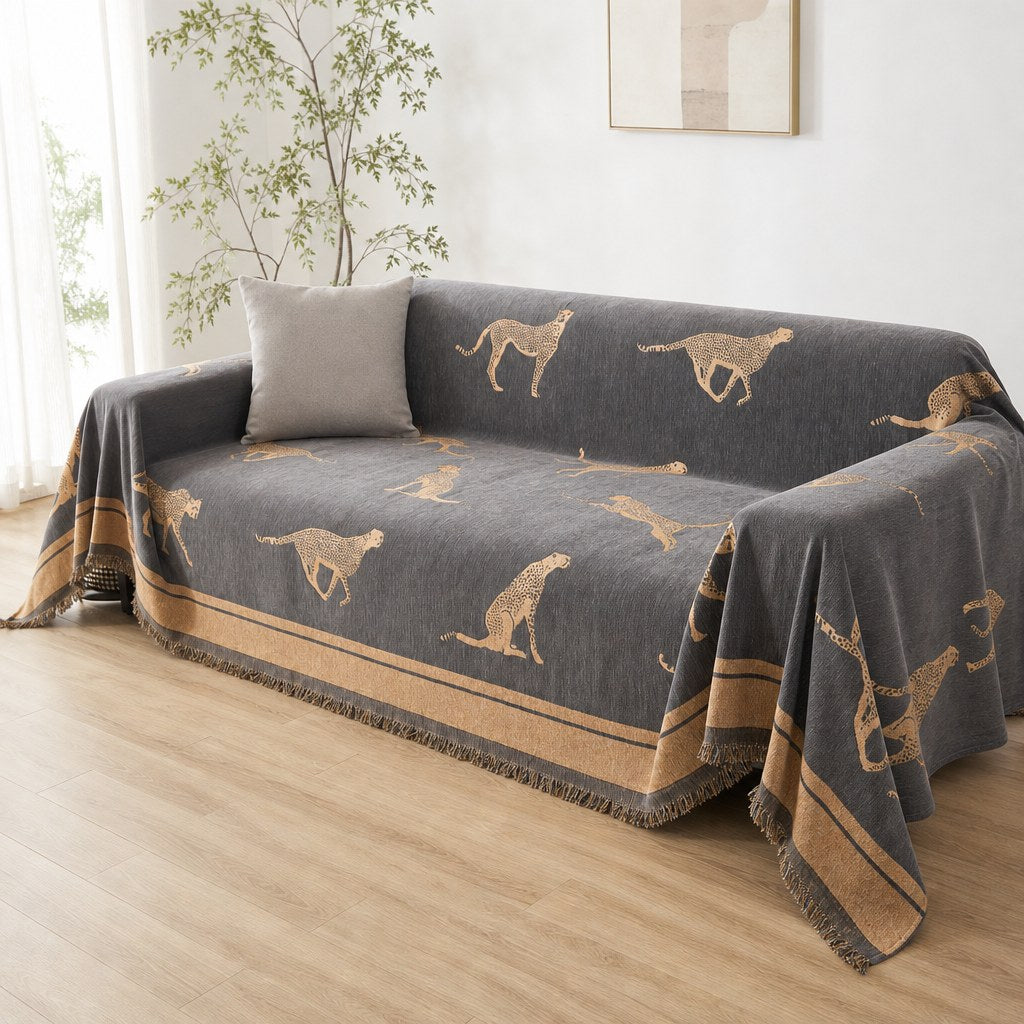 Pet-Friendly Chenille Couch Cover · Gray Savanna