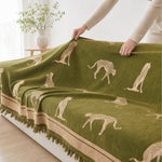 Pet-Friendly Chenille Couch Cover · Olive Cheetah