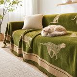 Pet-Friendly Chenille Couch Cover · Olive Cheetah