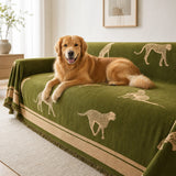 Pet-Friendly Chenille Couch Cover · Olive Cheetah