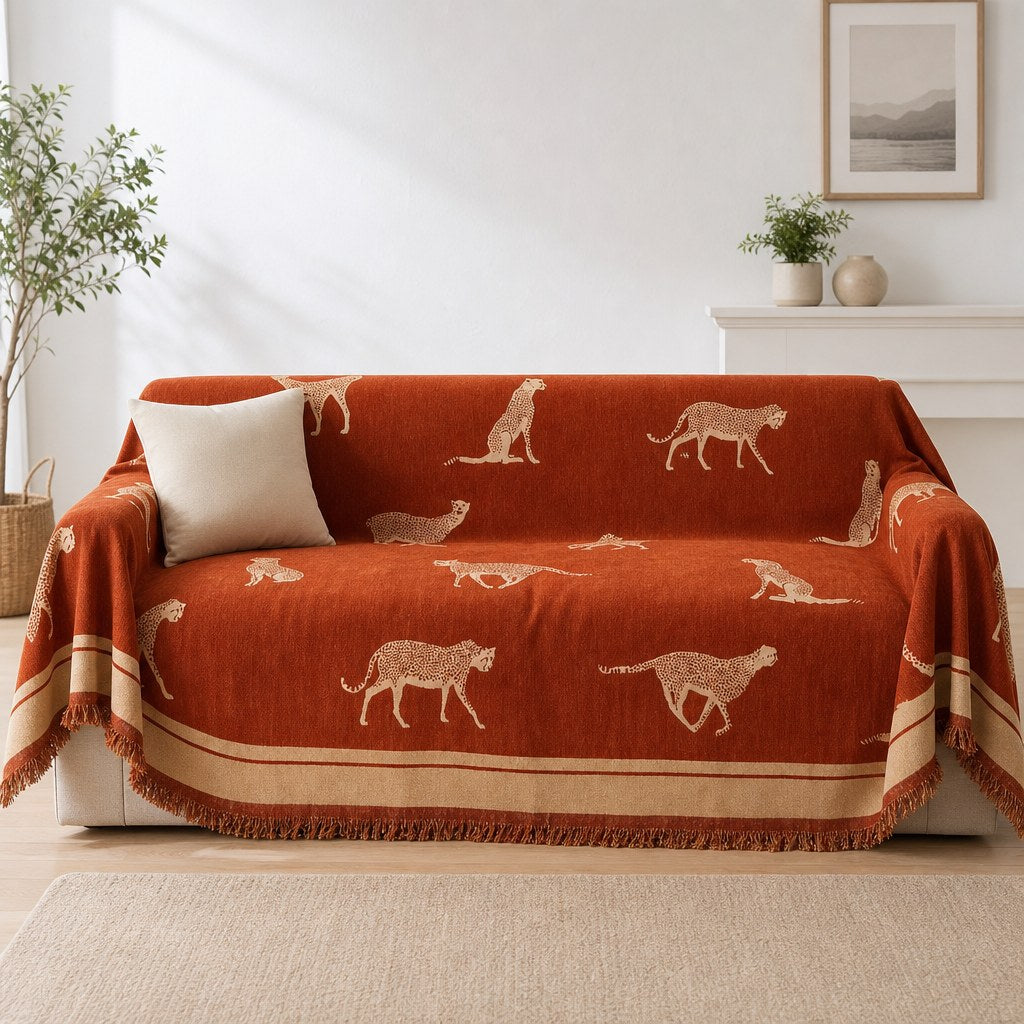 Pet-Friendly Chenille Couch Cover · Burnt Sunset