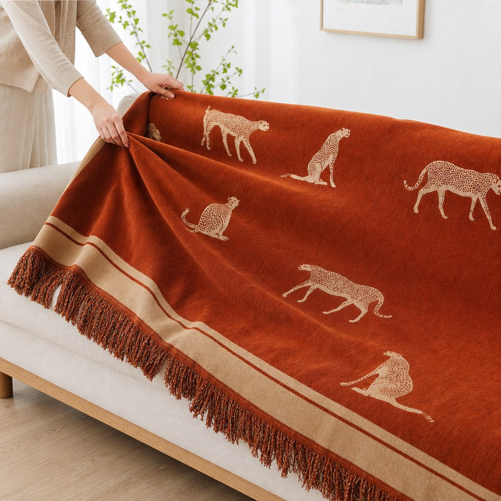 Pet-Friendly Chenille Couch Cover · Burnt Sunset