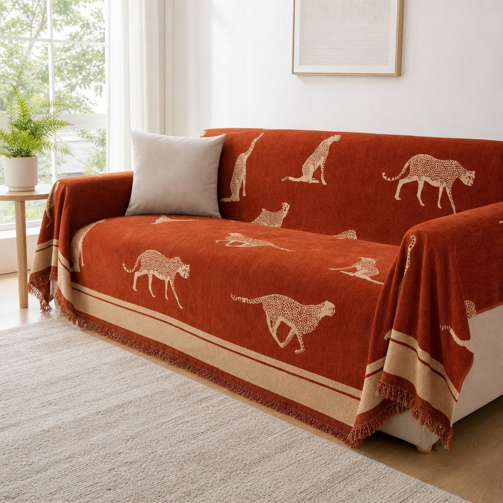 Pet-Friendly Chenille Couch Cover · Burnt Sunset