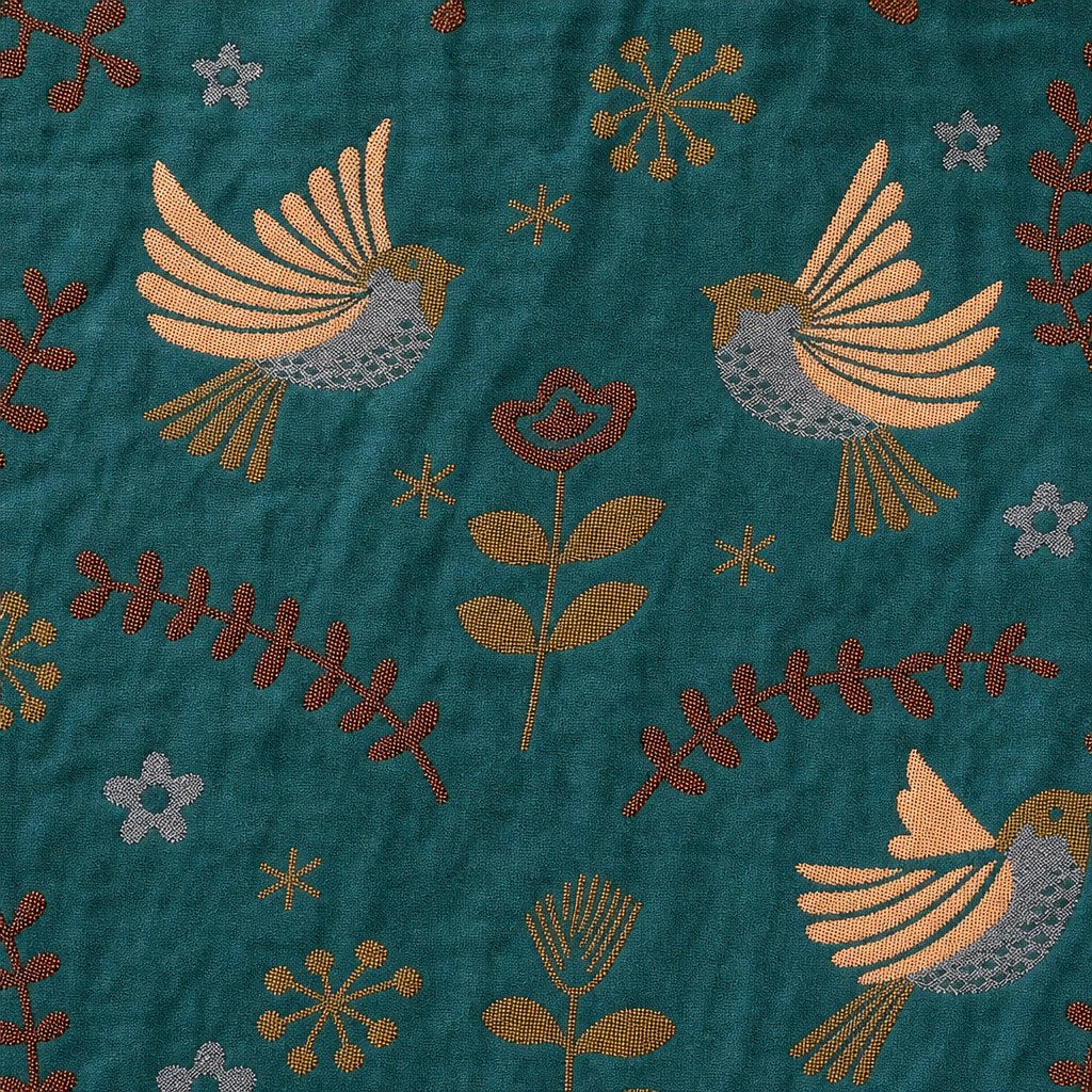Scandinavian Bird Throw Blanket - Reversible Soft 100% Cotton with Fringe